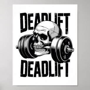 Deadlift Skull Skeleton Workout Powerlifting Gym L Poster
