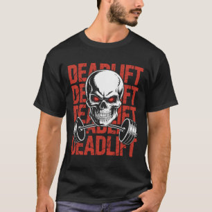 Deadlift Skull Skeleton Workout Powerlifting Gym L T-Shirt