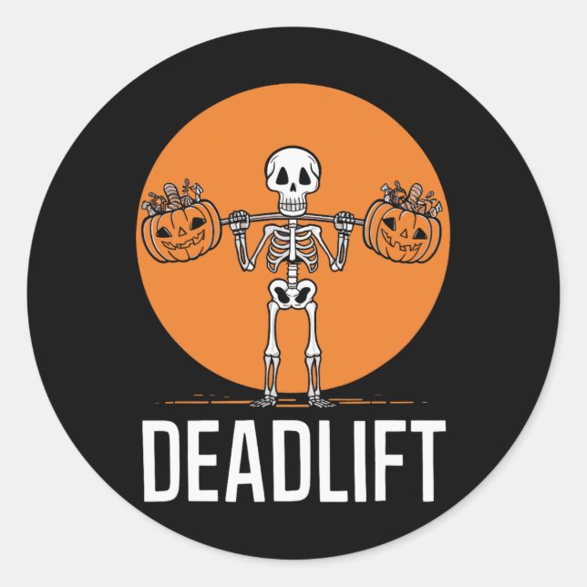 Deadlift Spooky Weightlifting Workout  Classic Round Sticker (Front)