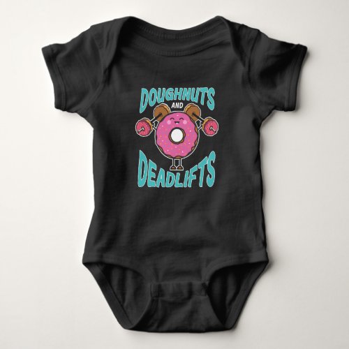 Deadlift Workout Donut dumbbell Weightlifting Baby Bodysuit