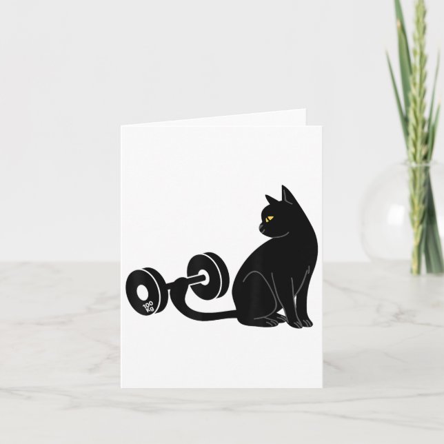 Deadlifting Cat Workout Gym Fitness Exercise Weigh Card (Front)