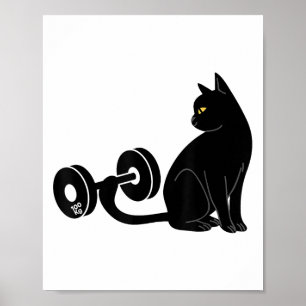 Deadlifting Cat Workout Gym Fitness Exercise Weigh Poster