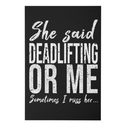 Deadlifting funny sports gift faux canvas print