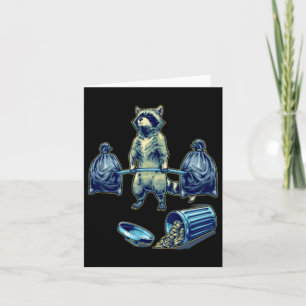 Deadlifting Raccoon Weightlifting Bodybuilding Fit Card
