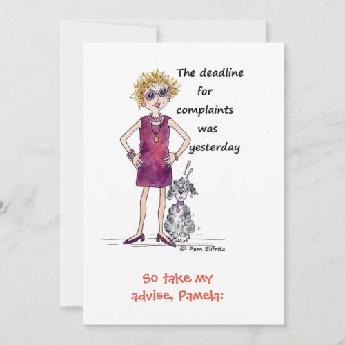 Deadline amusing comment red watercolor Lady Holiday Card