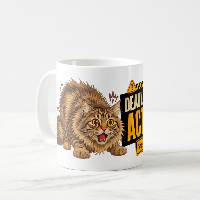 Deadline Mode Activated Cat for Stressed workers Coffee Mug (Front Left)