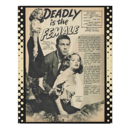 Deadly Female Vintage Movie Magazine Page Faux Canvas Print