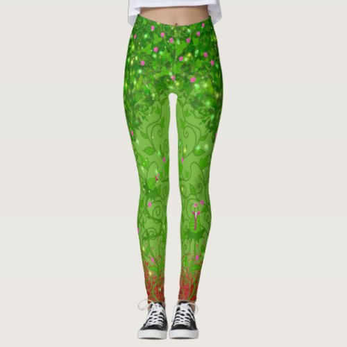 Deadly Green Nature Goddess Halloween Leggings