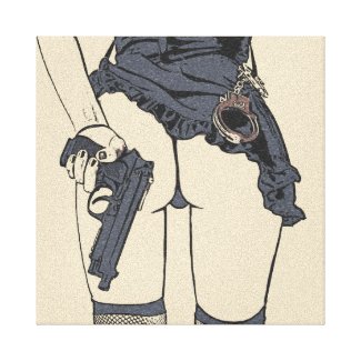 Deadly perfection sexy girl with gun and handcuffs canvas print