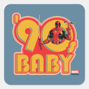 Deadpool 90's Baby Square Sticker