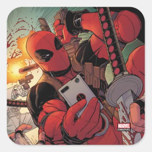 Deadpool Action Selfie Square Sticker