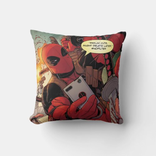Deadpool Action Selfie Throw Pillow