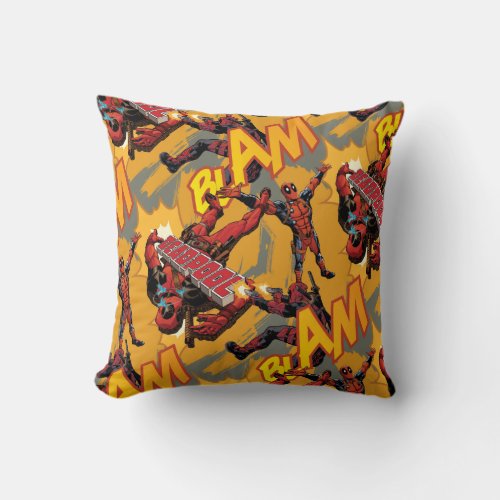 Deadpool Blam Pattern Throw Pillow