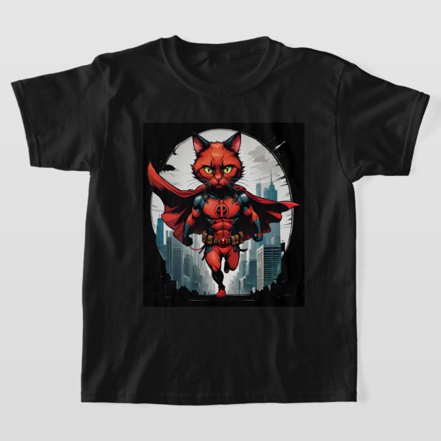 Deadpool Cat Kids T-Shirt (Laydown)