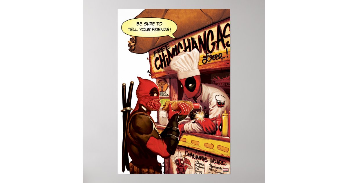 Deadpool 'chimichangas' A3 Art Print Signed Movie 