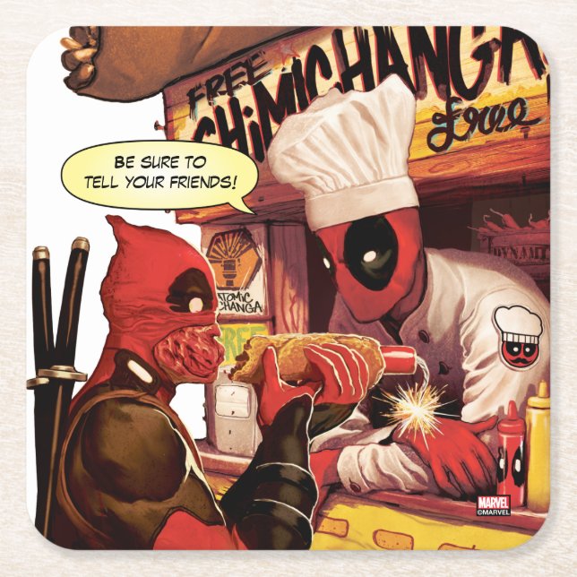 Deadpool Chimichanga Trap Square Paper Coaster (Front)