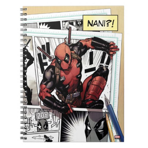 Deadpool Climbing Out Of Comic Notebook