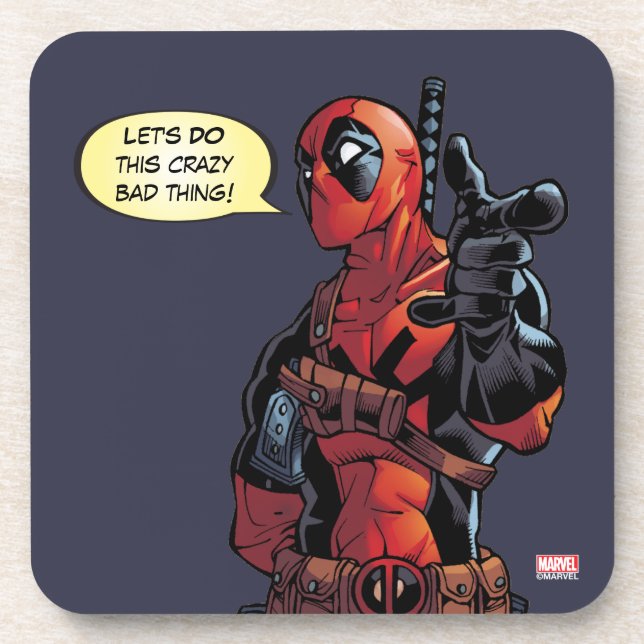 Deadpool Closeup Pointing Beverage Coaster (Front)