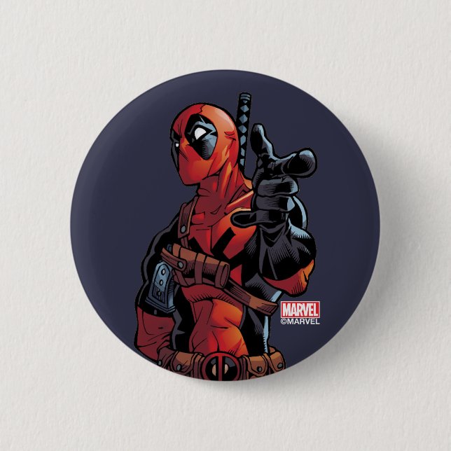 Deadpool Closeup Pointing Button (Front)