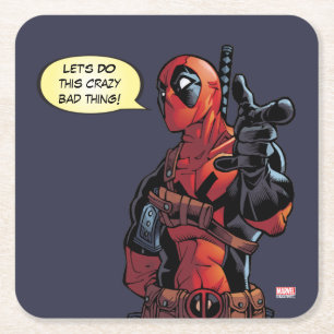 Deadpool Closeup Pointing Square Paper Coaster