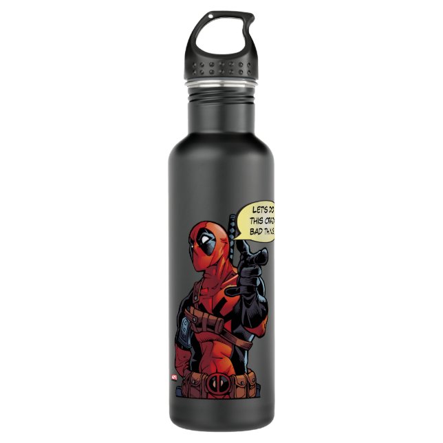 Deadpool Closeup Pointing Stainless Steel Water Bottle (Front)