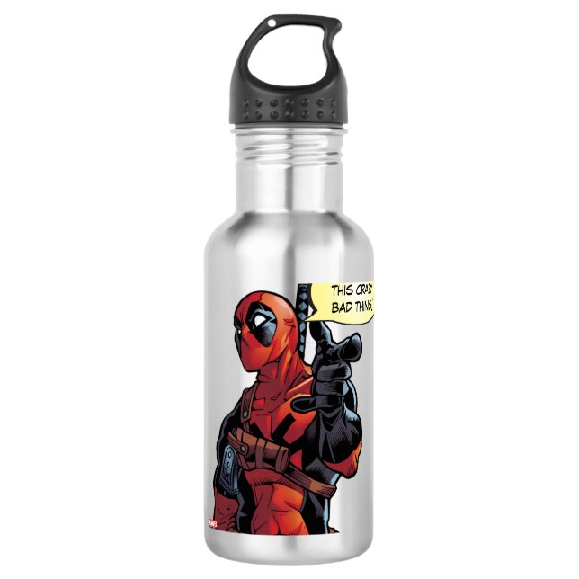 Deadpool Closeup Pointing Stainless Steel Water Bottle (Front)