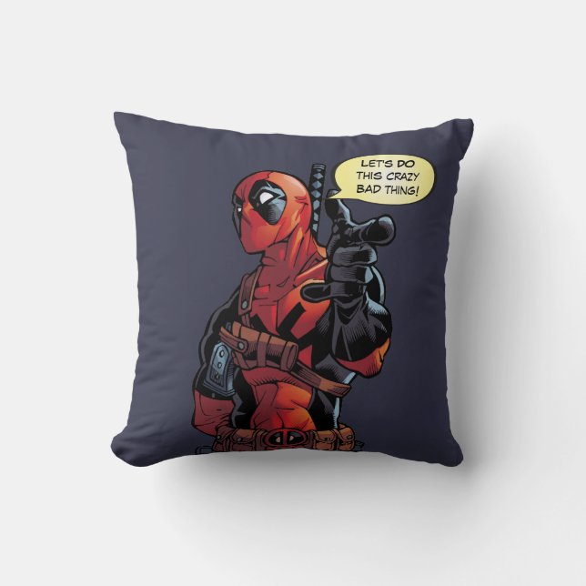 Deadpool Closeup Pointing Throw Pillow (Front)