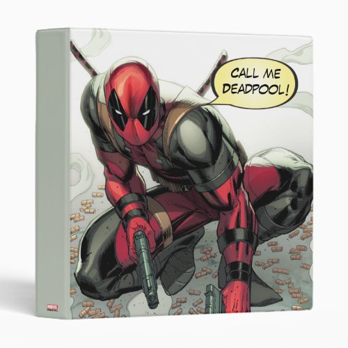 Deadpool Crouched With Smoking Guns 3 Ring Binder