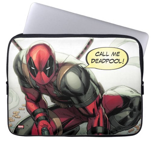Deadpool Crouched With Smoking Guns Laptop Sleeve