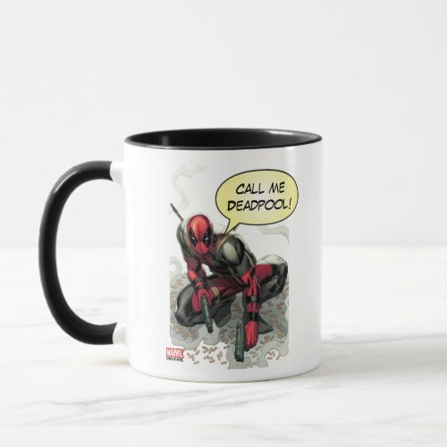 Deadpool Crouched With Smoking Guns Mug