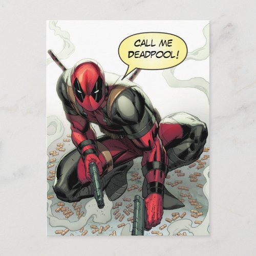 Deadpool Crouched With Smoking Guns Postcard