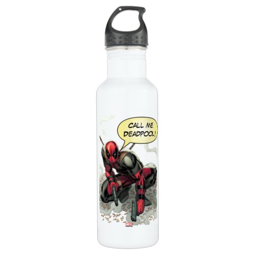 Deadpool Crouched With Smoking Guns Stainless Steel Water Bottle