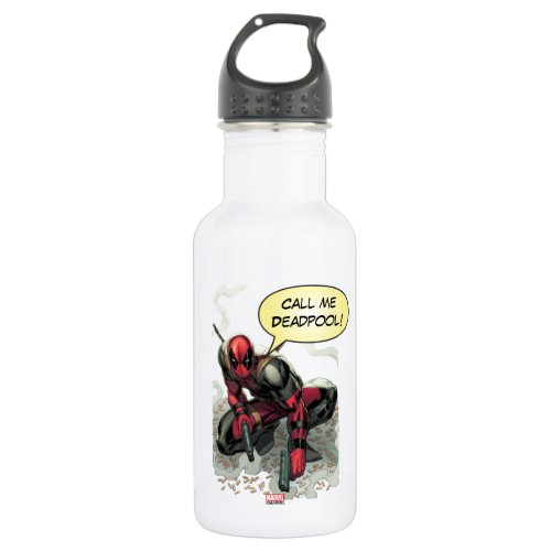 Deadpool Crouched With Smoking Guns Stainless Steel Water Bottle