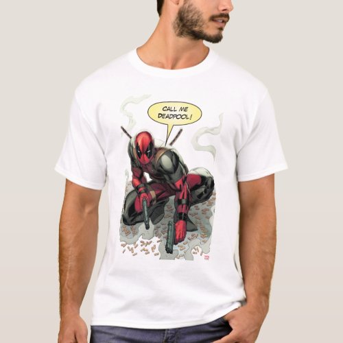 Deadpool Crouched With Smoking Guns T_Shirt