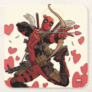 Deadpool Cupid Square Paper Coaster