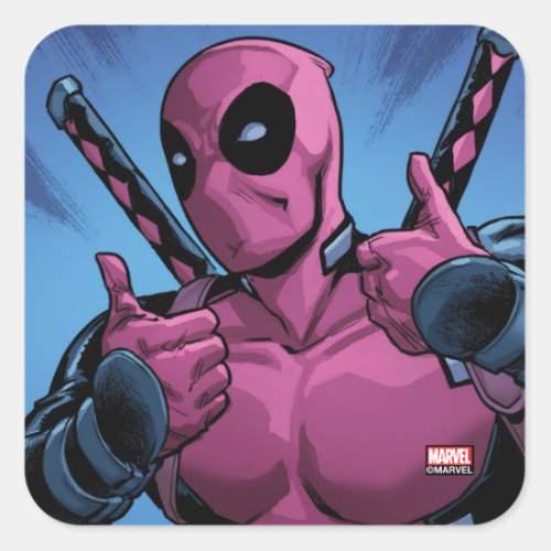 Deadpool Double Thumbs Up Square Sticker
