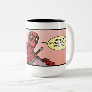 Deadpool Drawing on the Roof Two-Tone Coffee Mug