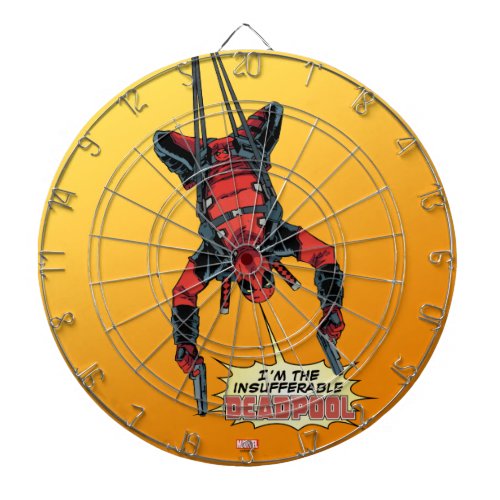 Deadpool Hanging From Harness Dartboard With Darts