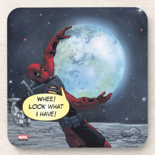 Deadpool Holding The Earth Beverage Coaster