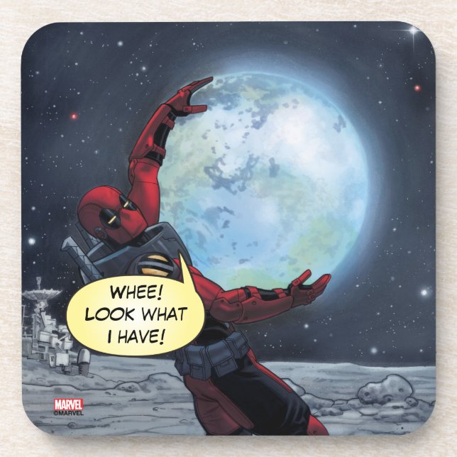 Deadpool Holding The Earth Beverage Coaster (Front)