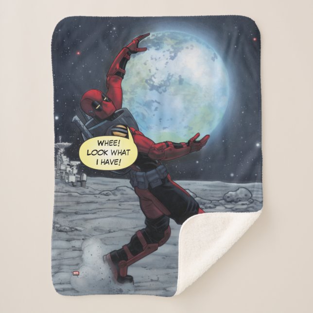 Deadpool Holding The Earth Sherpa Blanket (Front)