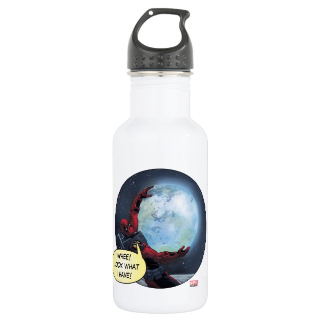 Deadpool Holding The Earth Stainless Steel Water Bottle (Front)