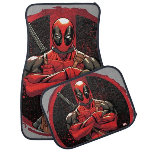 Deadpool in Paint Splatter Logo Car Floor Mat