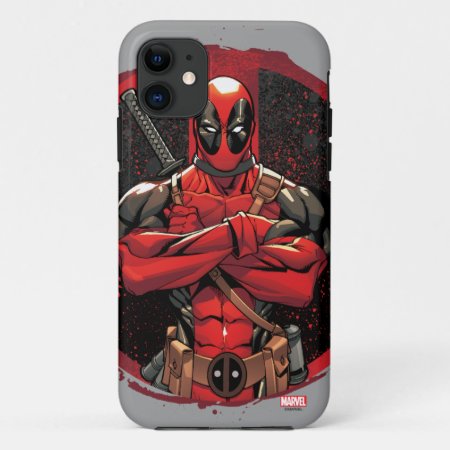 Deadpool In Paint Splatter Logo Iphone 11 Case