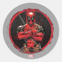 Deadpool in Paint Splatter Logo Classic Round Sticker