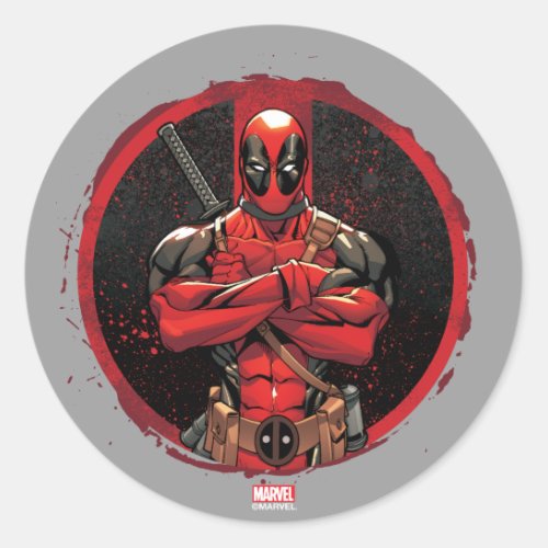 Deadpool in Paint Splatter Logo Classic Round Sticker