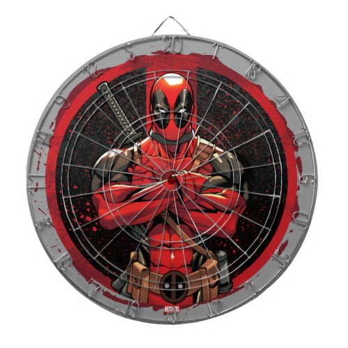 Deadpool in Paint Splatter Logo Dartboard With Darts