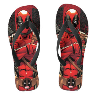 Deadpool in Paint Splatter Logo Flip Flops