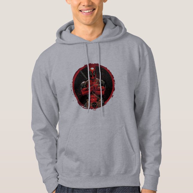 Deadpool in Paint Splatter Logo Hoodie (Front)