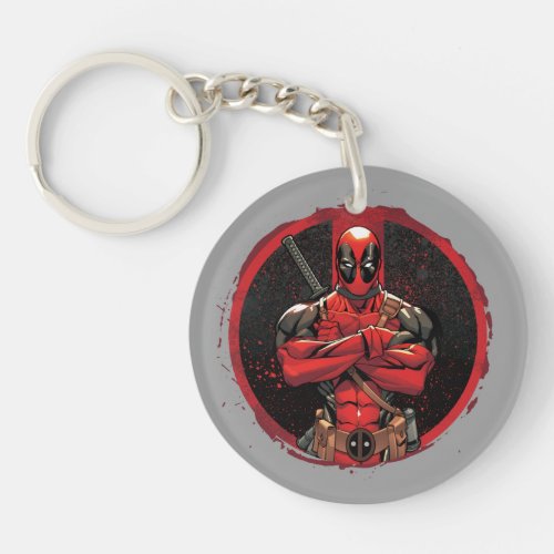 Deadpool in Paint Splatter Logo Keychain